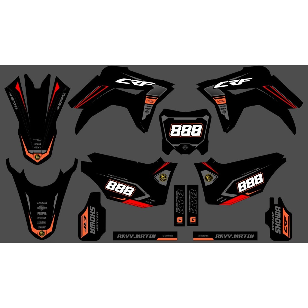 Decal Honda Crf 150 L hitam merah cutting hologram stiker crf 150 simpel full body custom