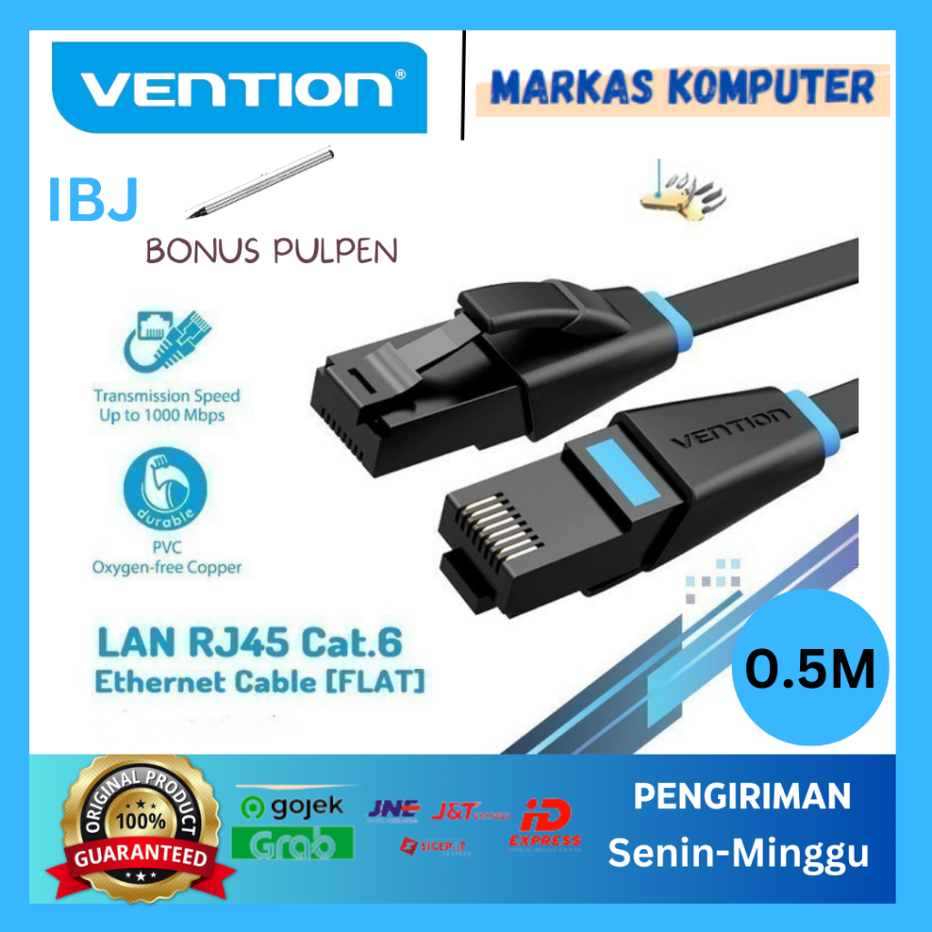 Vention 0.5m Kabel Lan Cat6 Cat.6 UTP Ethernet Patch Cord Cable - IBJ