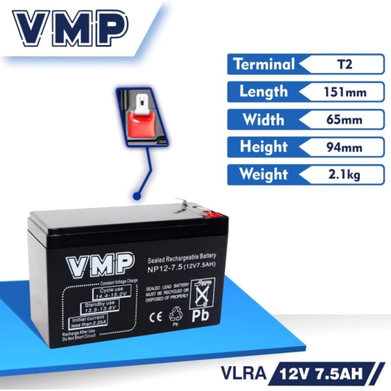Aki baterai vrla VMP 12v 12 v 7.5ah 7.5 ah 7,5ah 7.5 ah 7ah 7 ah