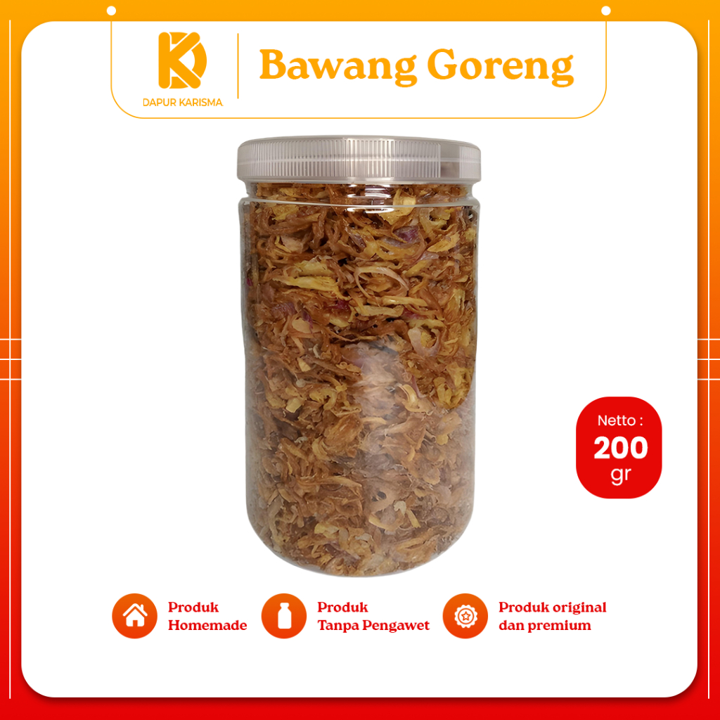 

Bawang Goreng Brambang Krispi Rasa Original Siap Saji Renyah Toples 200 Gram Halal