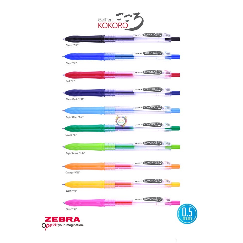 

Zebra Pulpen Gel KOKORO 0.5mm 12pcs / Pulpen Gel Kokoro Zebra Colours - 0.5 mm 1 lusin