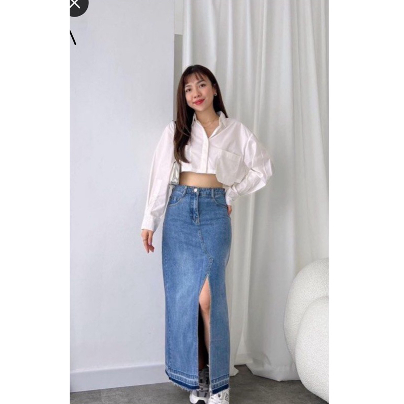 Oudre heejin denim skirt maxi