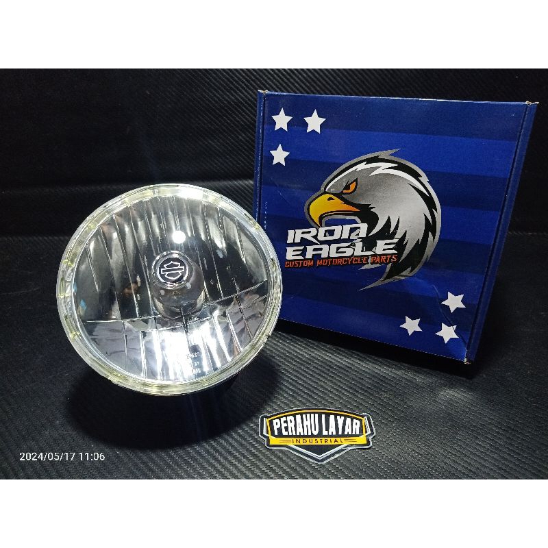 LAMPU DEPAN HD REFLEKTOR HARLEY DAVIDSON HEADLAMP HARLEY DAVIDSON KACA MERK IRON EAGLE MODEL ORIAN I