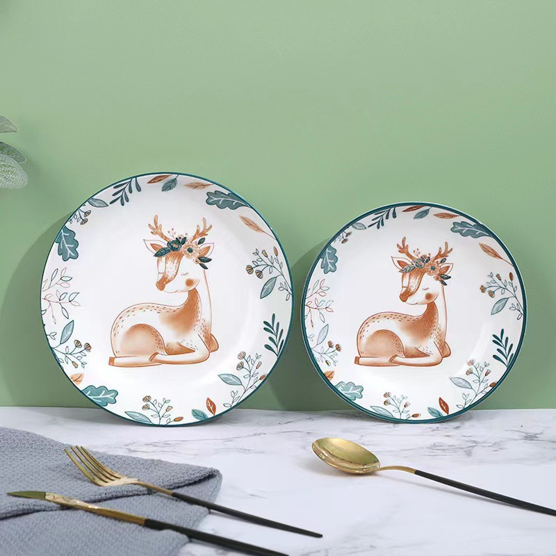 (Khusus Kota Batam) 3PCS Piring Keramik Keramik Motif - Piring Hias - Piring Keramik Bunga - Piring 