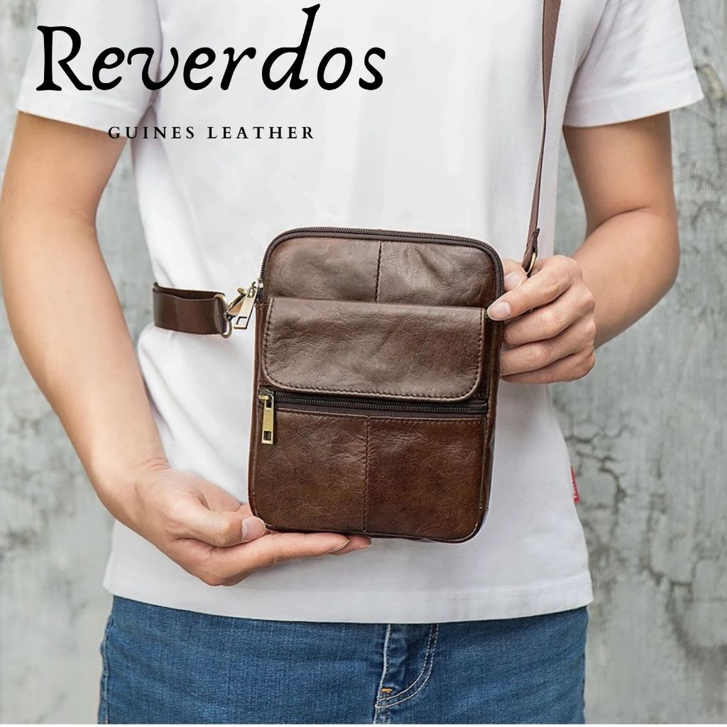 Tas Selempang Mini Pria Kulit Asli - Tas Bahu Kasual Pria Kulit Asli