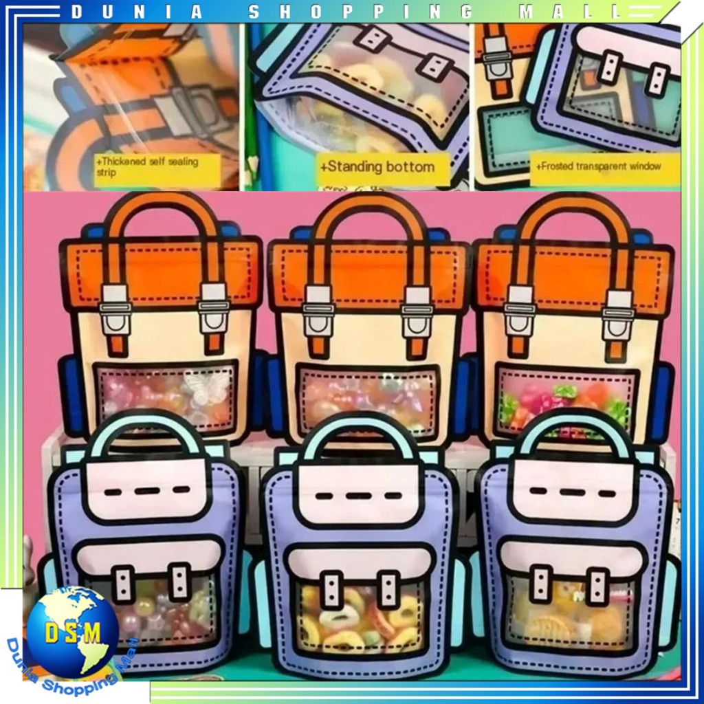

DSM Goodie Bag Plastik Standing Pouch 2D Ulang Tahun Anak Motif Tas Ransel Plastik Bingkisan Makanan Tas Hampers Snack Ulang Tahun Anak Bungkusan Plastik Cookies Lucu Pesta Perayaan