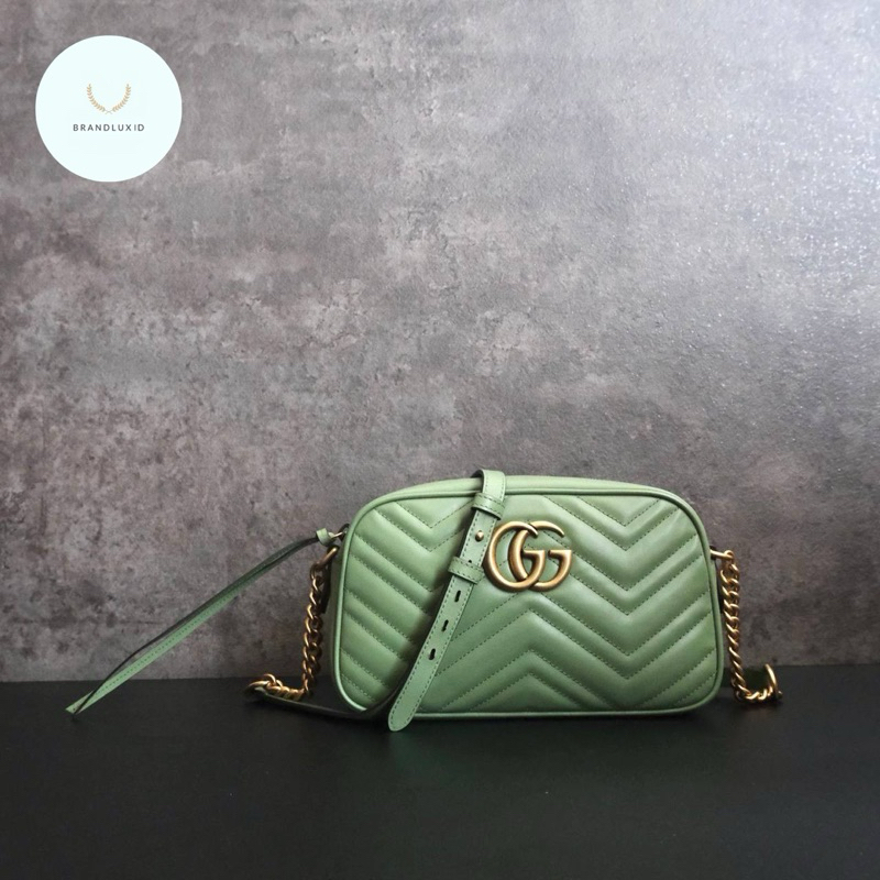 Gucci Marmont Small Camera Bag GHW in Green