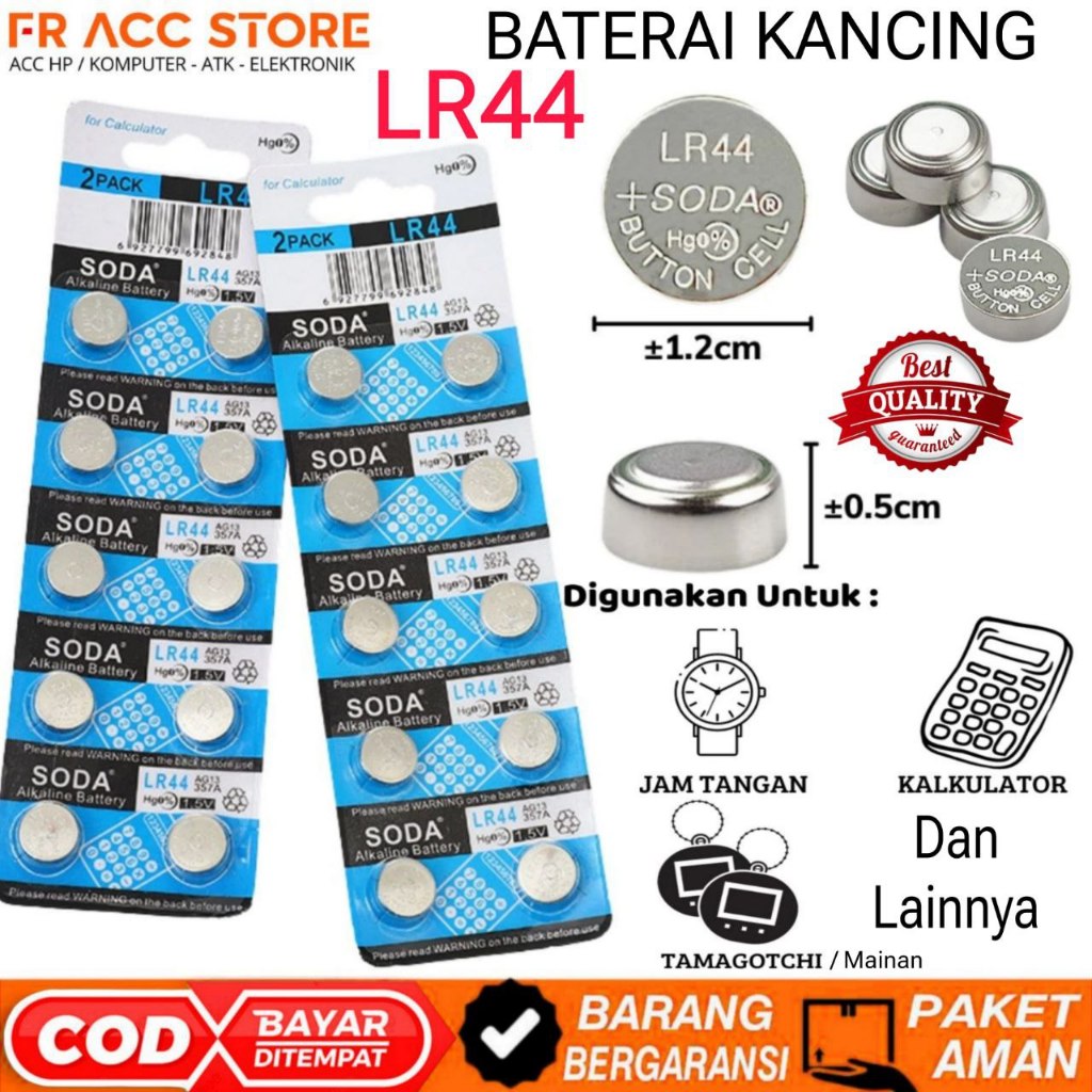 Baterai LR44 Original Baterai Jam Kalkulator mainan Batrei AG13/ LR 44