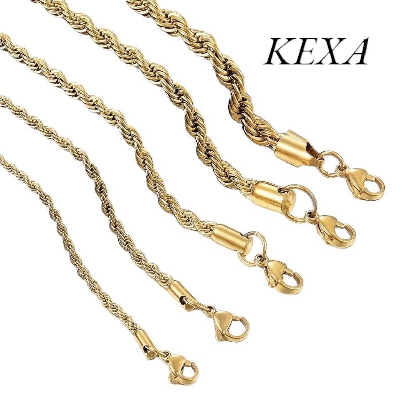 Kalung tambang titanium warna emas