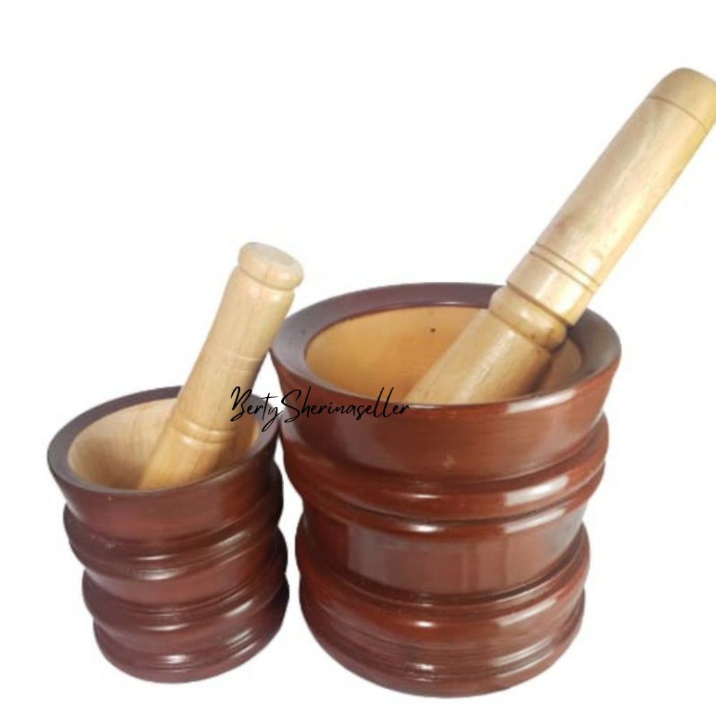 SET LUMPANG KAYU BESAR / ALAT PENUMBUK / LUMPANG KAYU DAN ALU