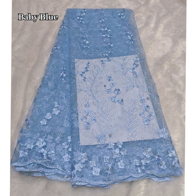 Kain Tile Mutiara Warna Baby Blue Lembut Premium untuk Bahan Kebaya