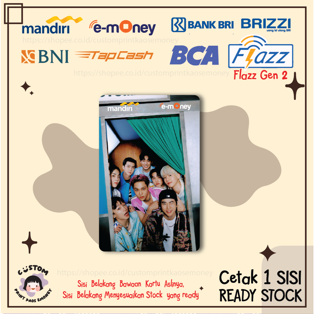 KARTU EMONEY ETOLL KPOP EXO-L ALL MEMBER EXO IDOL MANDIRI FLAZZ BCA GEN 2 BNI TAPCASH BRIZZI  1 SISI