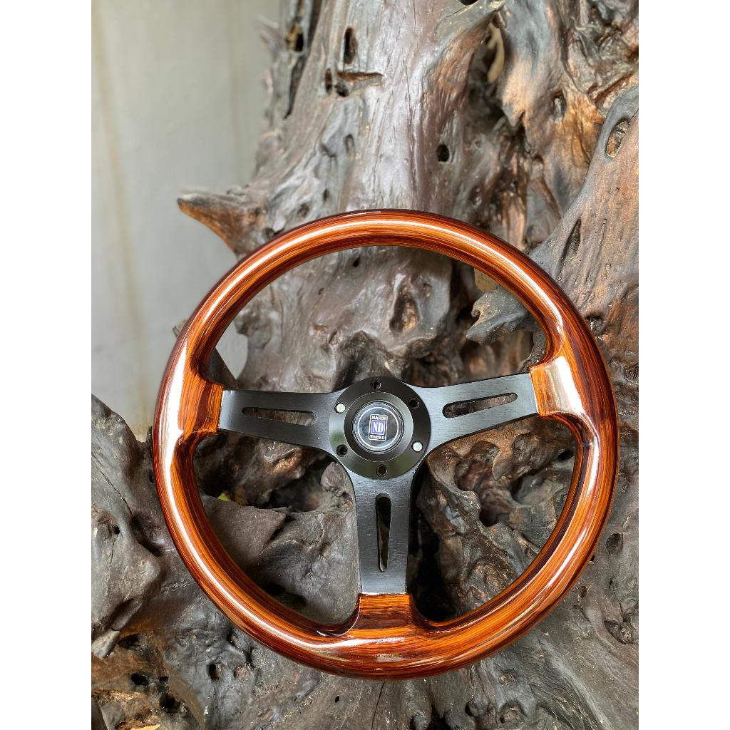 STIR MOBIL RACING NARDI WOOD KAYU JATI KLASIK CLASSIC UNIVERSAL MODEL KAKI LIMITED ( Hitam )