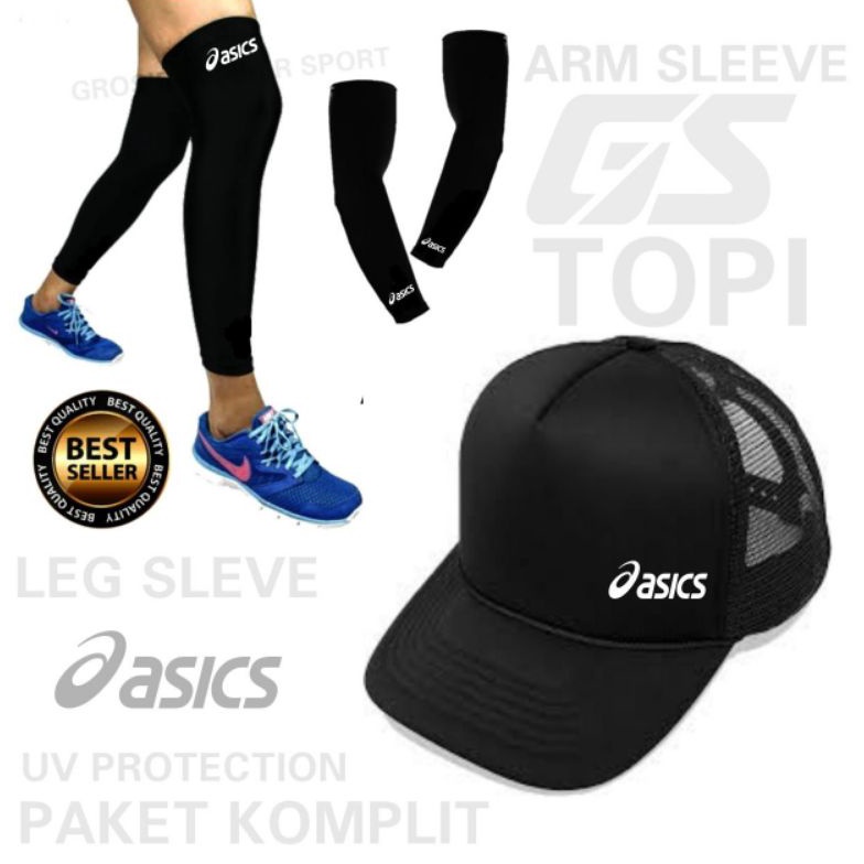 KODE L72Z Paket hemat manset tangan topi dan manset kaki voli asics