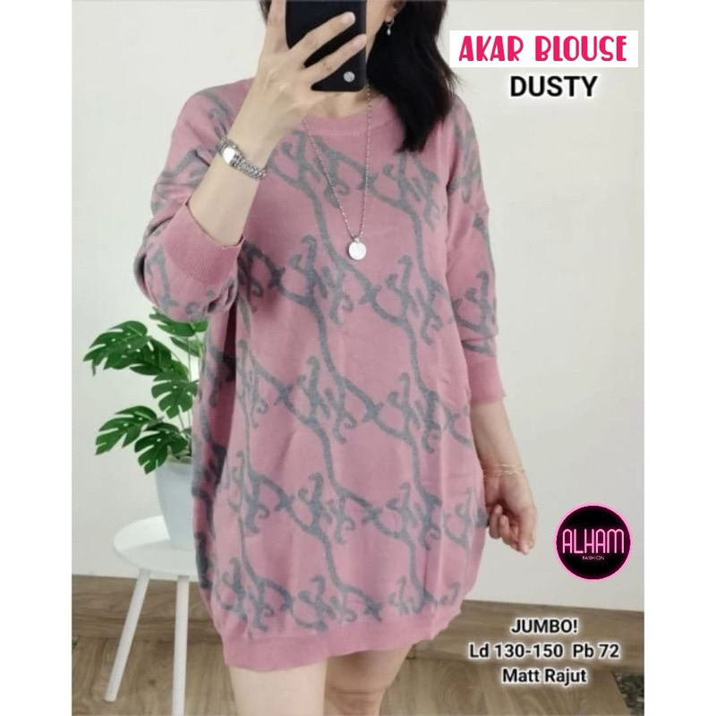 Akar Sweater Atasan Rajut Jumbo Oversize Motif Abstrak Stretch