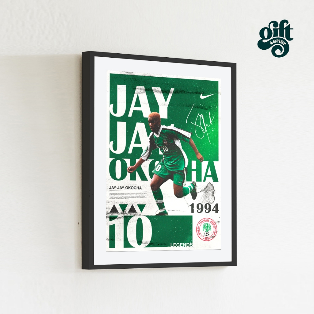 GIFT TERIOR - 14 JAY-JAY OKOCHA 1994 Poster Classic Football Player Retro Vintage Frameblock