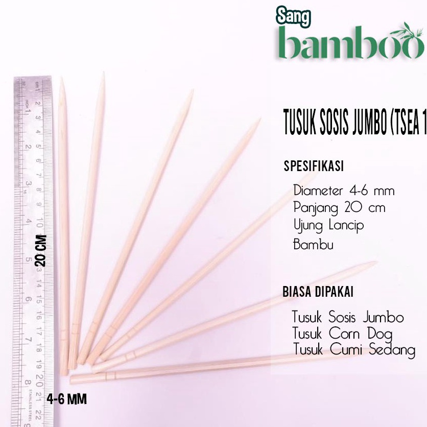 Harga Grosir Tusuk CORNDOG isi 1 tebal 5 mm panjang 2 cm tusuk HottangSosis JUMBO dari bambu untuk t