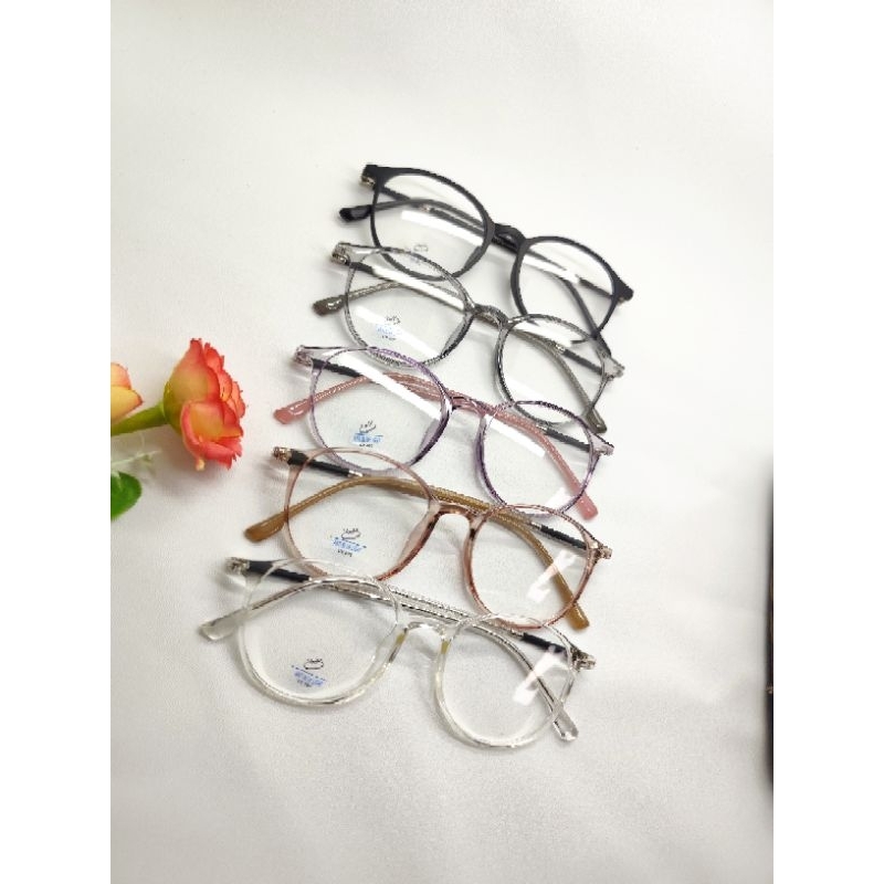 Frame kacamata bulat kecil sangat ringan dan elegan pria wanita minus anti radiasi