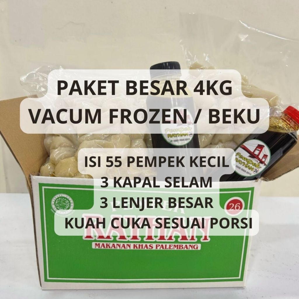 

Paket 55 Pempek Kecil + 6 Pempek Besar | Pempek Rayhan 26 Ilir Palembang [ VACUM FROZEN ] 4kg