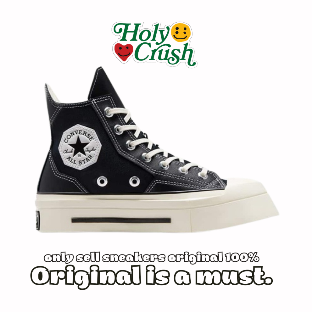 Converse Chuck 70 De Luxe Squared Unisex Sneakers  Black/Black/Egret - Original 100%