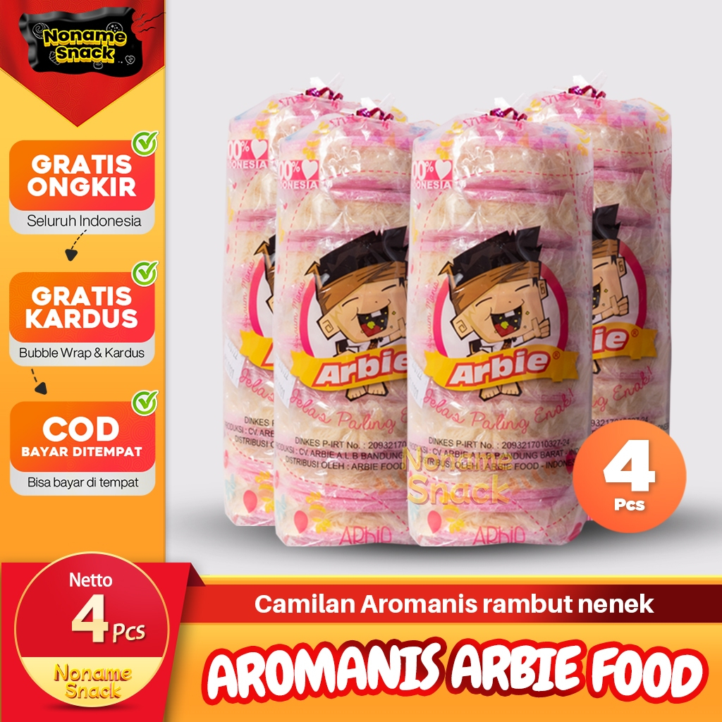 

NoName Snack - Paket Reseller Arbie Food 4 Pcs Cemilan Rambut Nenek Aromanis Grosir