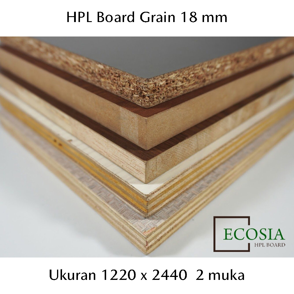 HPL Board 2 muka 1220 x 2440 Corak Grain, Glue E 0