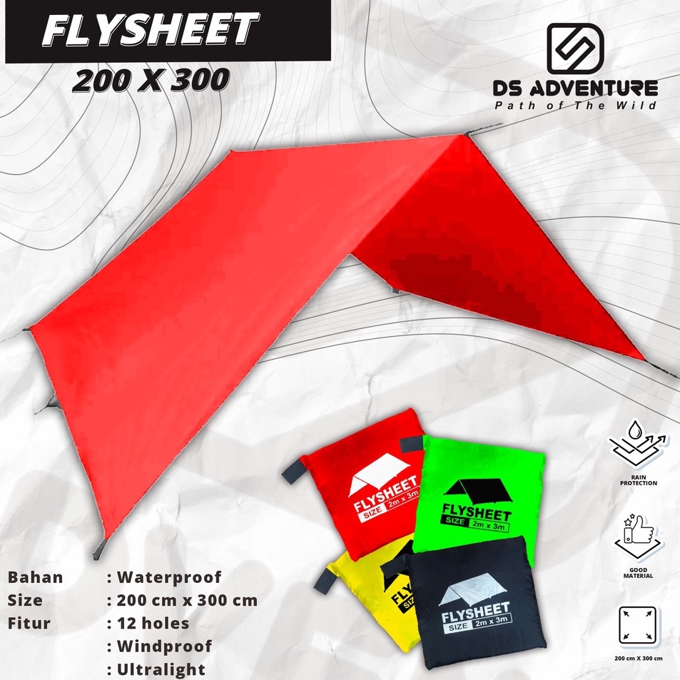 Flysheet tenda 2x3 type bushcraft  atap tenda waterproof  flysheet 2x3 waterproof  flysheet 3x2  pla