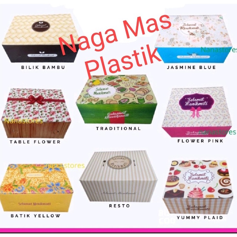 

Terlaris Dus Kue Box Snack Ukuran 12x12 12x14 12x16 motif Per 1pak isi 1 lbr