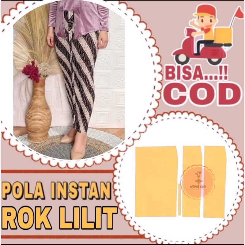 BISA COD✔️ POLA INSTAN ROK WANITA LILIT - pola instan rok kebaya - pola jiplak rok lilit - pola jahi
