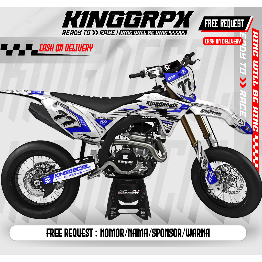 DECAL STICKER KLX GORDON FULL BODY / DECAL GORDON / DECAL STIKER VARIASI KLX GORDON PUTIH