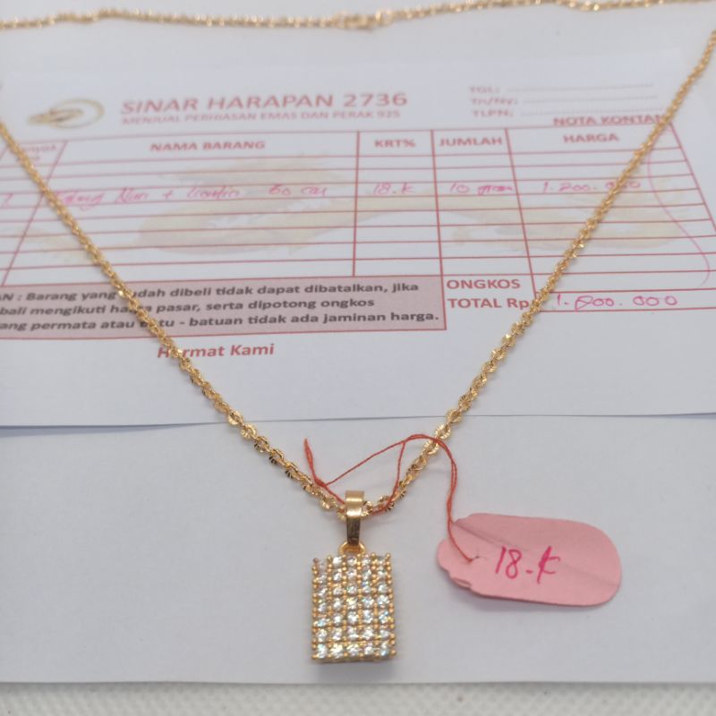 KALUNG WANITA EMAS MUDA 18K GRATIS LIONTIN ELEGAN, KALUNG EMAS MUDA 10 GRAM BERSERTA SURAT