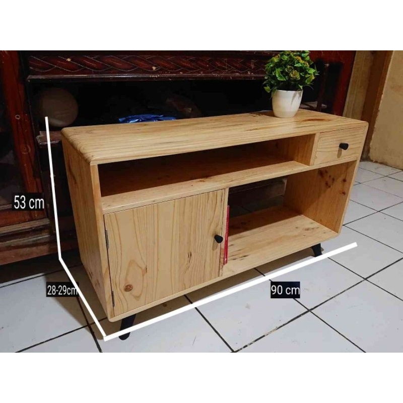 MEJA BUFET  TV RAK TV MINIMALIS Full kayu pinus palet jati Belanda uk 90x28x53cm
