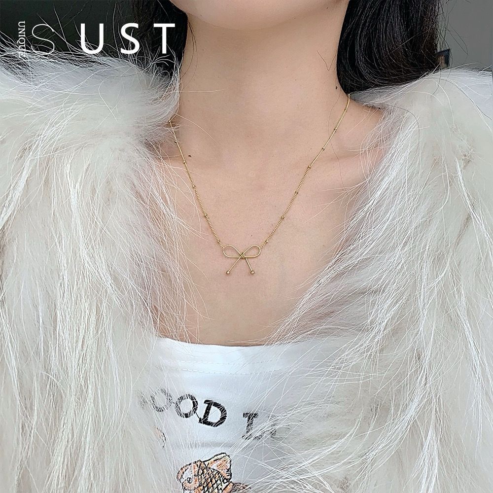 ( COD ) Kalung Liontin Pita Ikat sepatu Model Trendi Terbaru Aksesoris Wanita Korea Bahan Titanium A