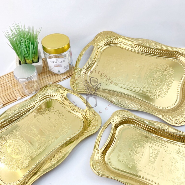 Yang dinanti Nampan Baki Arab Emas  Baki Stainless Steel Emas Kuning Baki Penyaji India Arab Timur T