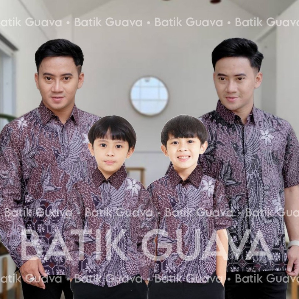 ART X22T BATIK GUAVA  TERBARU Couple Sweet  Couple Batik Ayah dan Anak Lakilaki Motif PEKSI UNGU  Ba