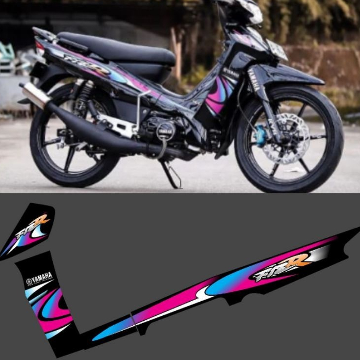 STRIPING VARIASI FIZR HITAM RAINBOW HOLOGRAM MURAH