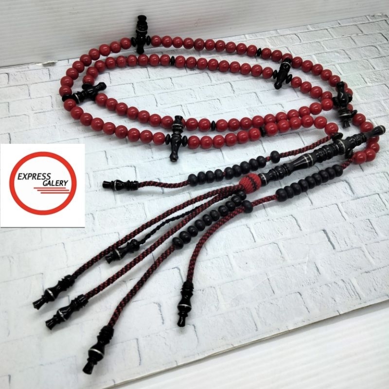 tasbih tijani batu marjan merah kombinasi yuser black C52