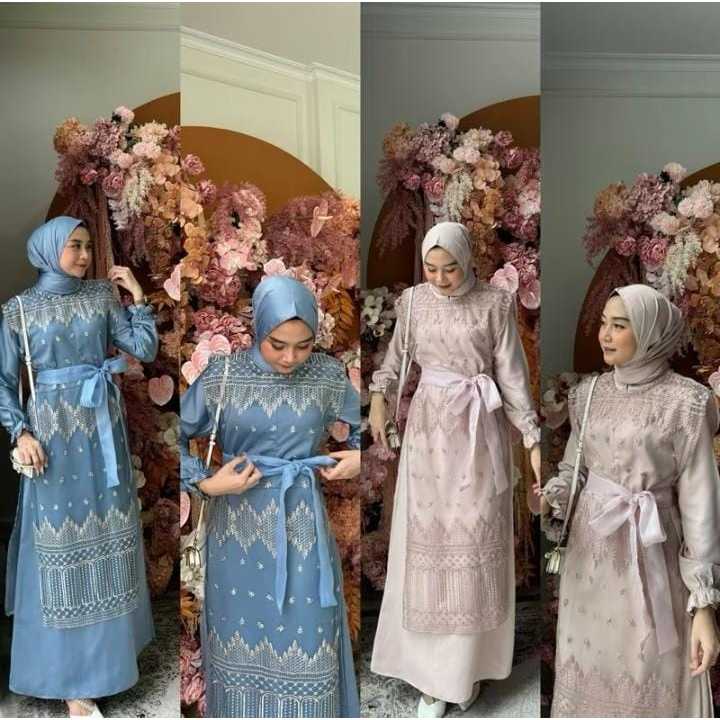 Layya Dress Gamis Kondangan Wanita Kekinian Dress Wanita Simple Brokat