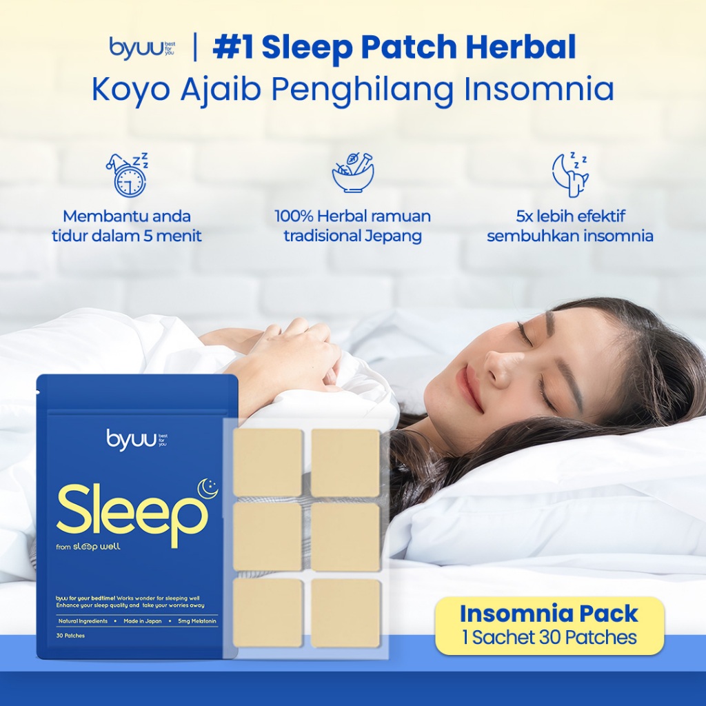 BYUU Sleep Patch Tidur Nyenyak Tanpa Obat Tidur Melatonin 30 Patch