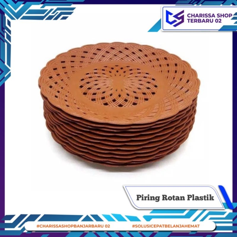 Piring Rotan Plastik / Piring Plastik Motif Rotan / Piring Makan Anyaman Warna