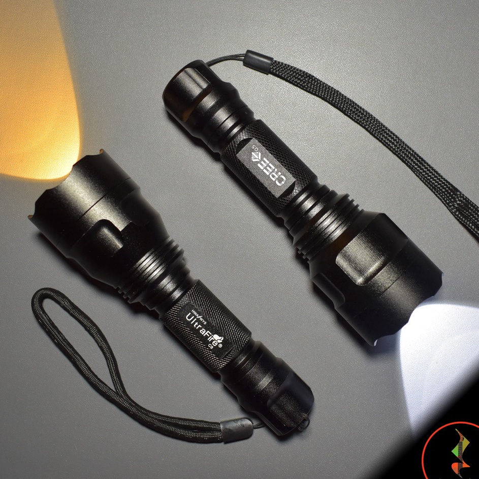 Senter Compact LED police Q5 swat C8 sinar kuning 1865