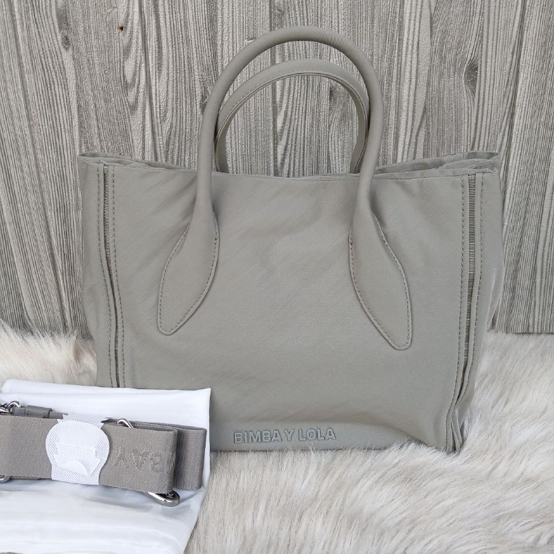 TAS medium shopper bag tote grey khaki nylon satchel