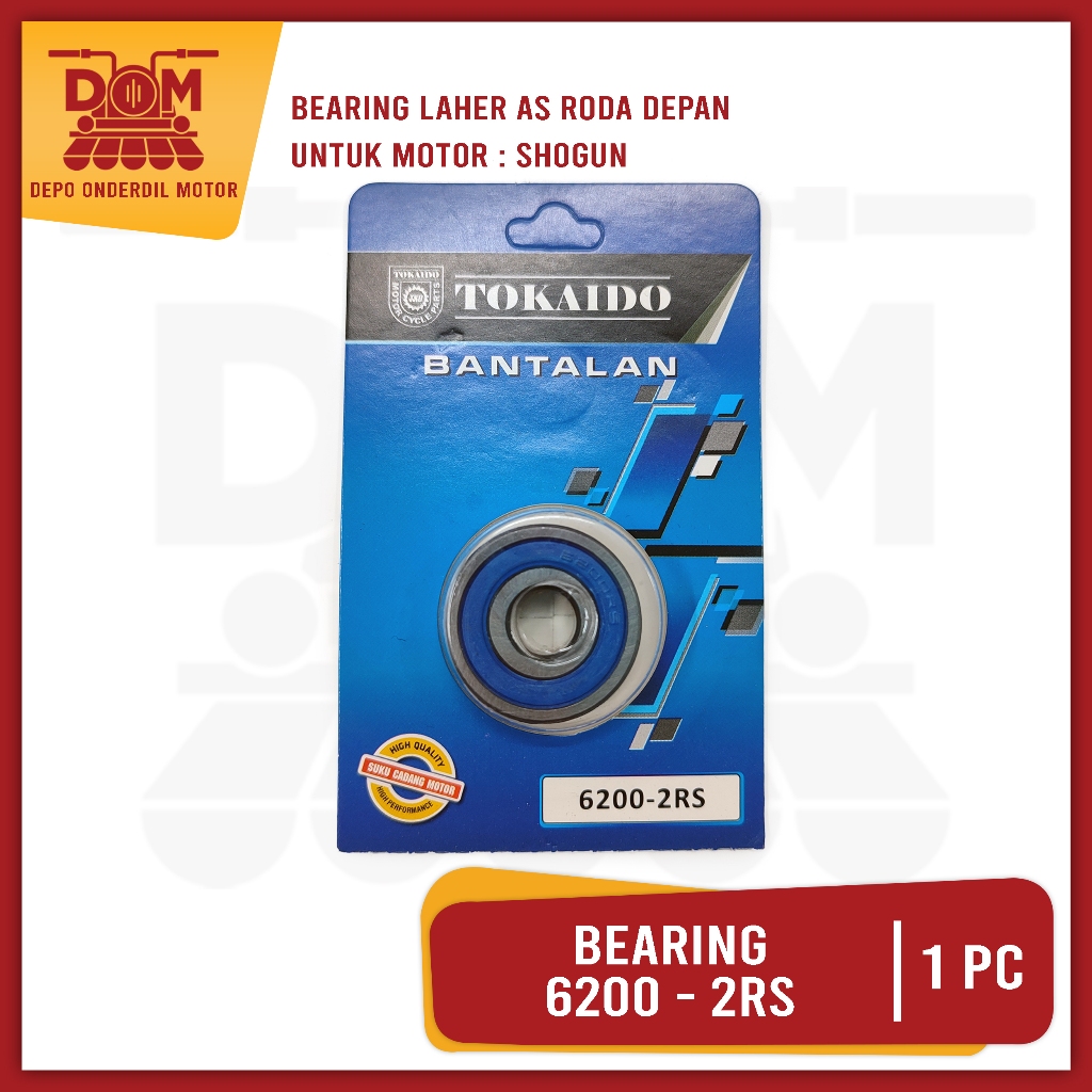 Bearing 6200 2RS (TOKAIDO) Bantalan Laher Laker Klaker Roda Tromol Depan Suzuki Rc Bravo Crystal