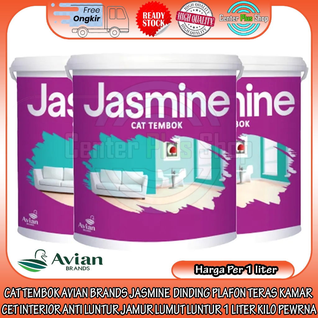 CAT TEMBOK AVIAN BRANDS JASMINE  DINDING PLAFON TERAS KAMAR CET INTERIOR ANTI JAMUR LUMUT 1 LITER KG
