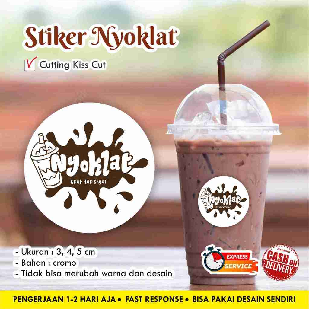 

[121 pcs] Stiker NYOKLAT cromo / Stiker kemasan minuman / cup / logo