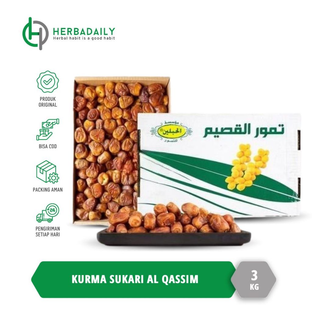 

AL QASSIM Kurma Sukari Al Qassim 3 Kg Wrap | Kurma Sukkari Basah Premium High Quality