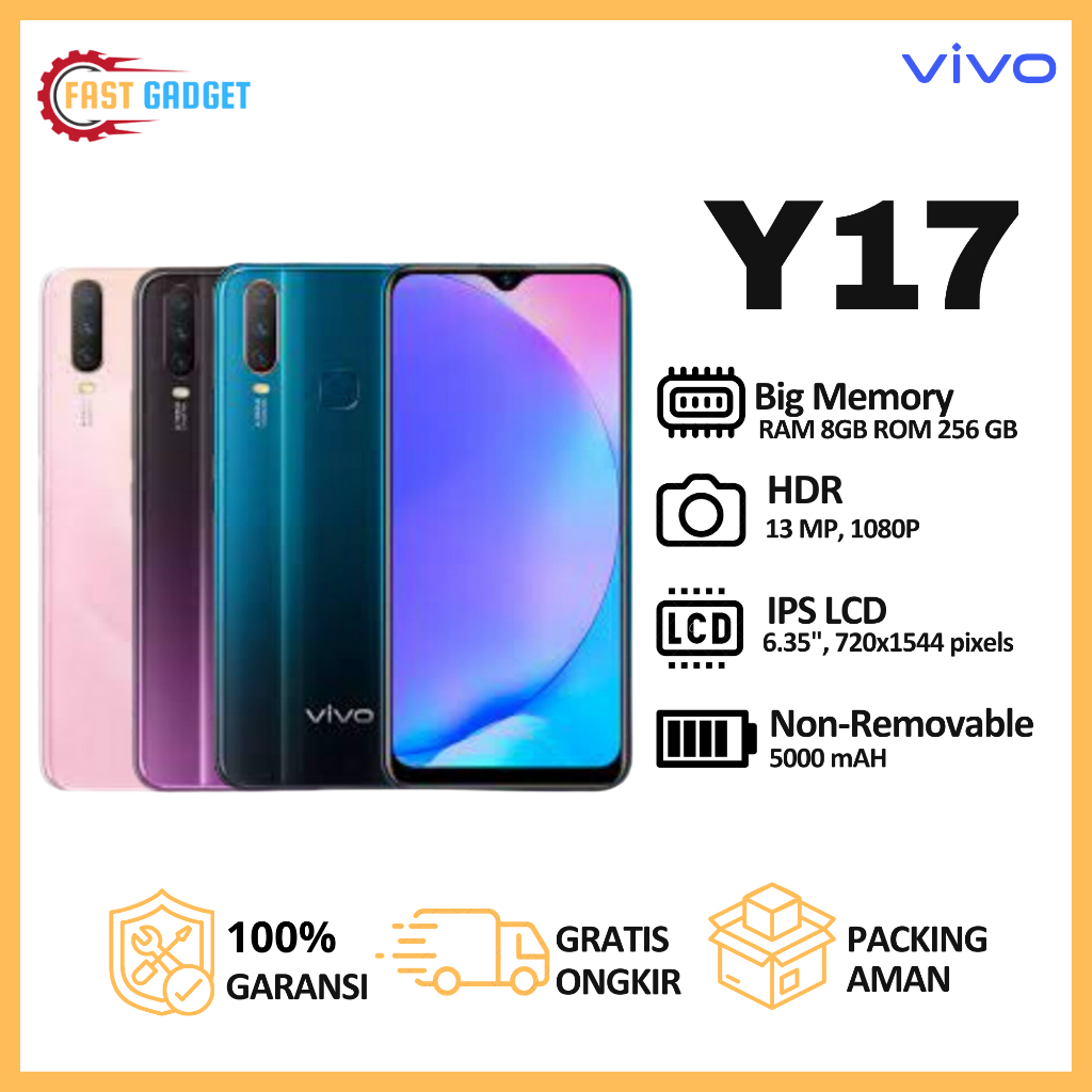 HP Vivo Y17 Ram 8GB Internal 256 Gb Garansi BARU NEW