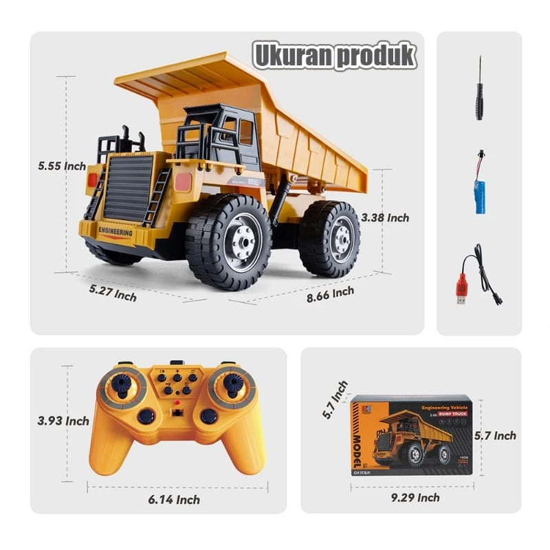 RC Dump Truck Tambang Besar Remote Control 2.4 GHz - Mainan Mobil Remot Kontrol Truk Mining Muatan P