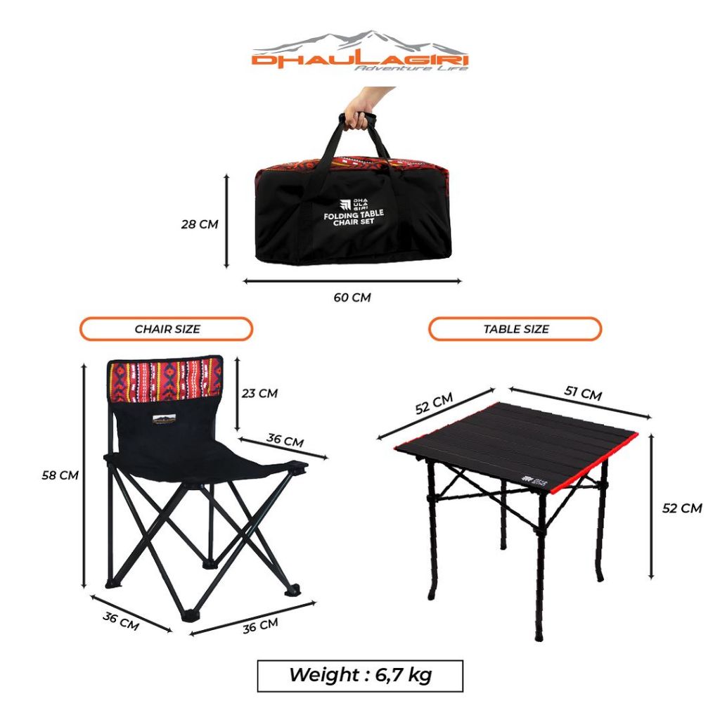 Dhaulagiri Meja dan Kursi Set - Folding Chair & Table Set Dhaulagiri