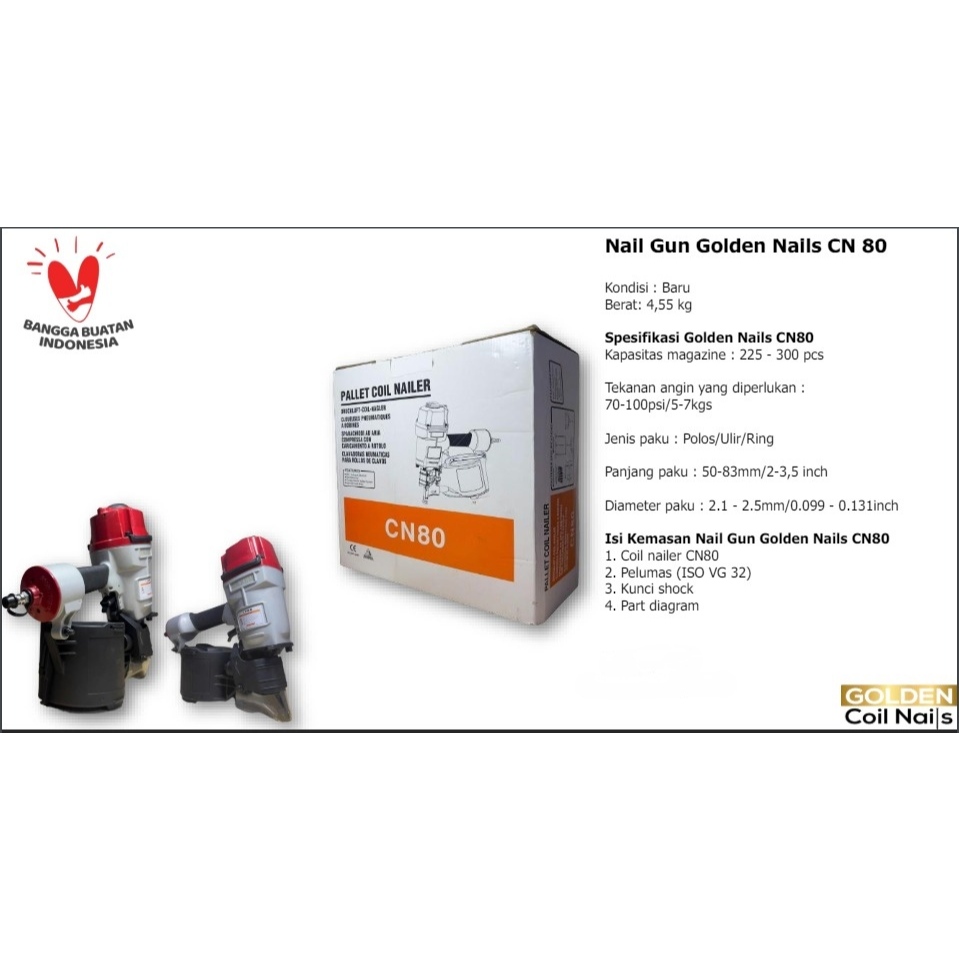 Jual Mesin Paku Tembak Pallet paku pallet paku palet Nail Gun Golden Nails CN 80
